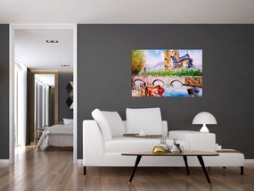 Tablou - Pictură în ulei a orașului (90x60 cm)