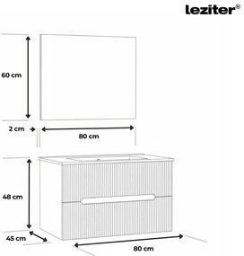 Trent Mobilier de baie 80 cm lavoar ceramic (2 sertare) cu oglindă 60x80 cm alb