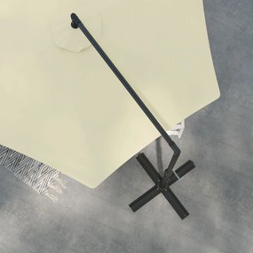 Outsunny Umbrela de Terasa de 2,91m in Consola cu Manivela, Baza in Cruce si Orificiu de Aerisire, Umbrela Rotunda Suspendata