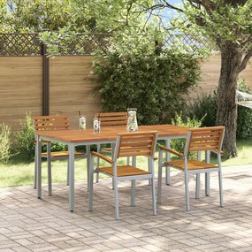 vidaXL Set de Dining pentru Grădină 5 Piese din Lemn Masiv de Acacia și Metal