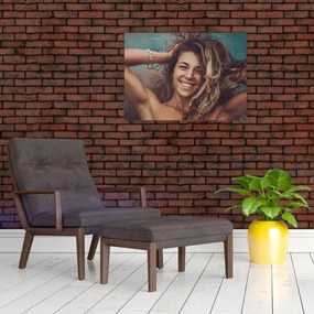 Tablou pe sticlă - Portretul unei femei tinere (70x50 cm)