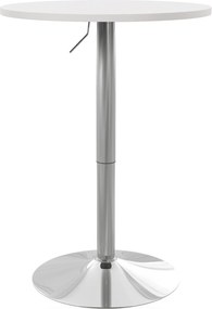 HOMCOM Masă de bar rotundă masă înaltă pentru bucătărie reglabilă în înălțime 69-91 cm blat pivotant la 360° alb și argintiu | Aosom Romania