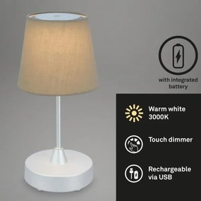 Lampă LED reîncărcabilă dimabilă de masă Brilo LED/3W/5V IP44 argintiu/bej