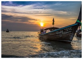 Tablou pe sticlă - Vas la mal (70x50 cm)