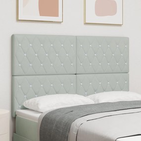 vidaXL Tăblie cu buton de cristal gri deschis, 140 cm, din catifea
