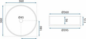 Lavoar pe blat Rea Ingrid 36 gri