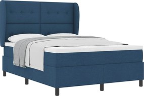 vidaXL Pat cu arcuri cu saltea albastru 140 x 190 cm țesătură