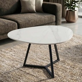 Masuta de cafea cu blat ceramic alb MARVELOUS 70cm