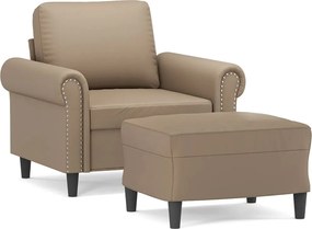 vidaXL Fotoliu canapea cu taburet, cappuccino, 60 cm, piele ecologică