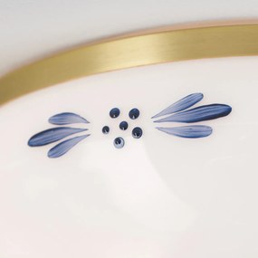 Plafoniera clasica Landhaus 28cm alama satin/ sticla opal decor albastru
