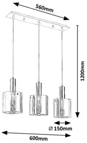 Lustra cu 3 Pendule design modern Donati crom/fumuriu
