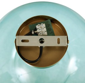 Plafonieră Art Deco alamă cu sticlă albastră - Sandra