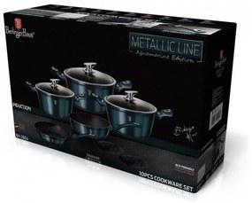 Set oale si tigai marmorate (10 piese) din aluminiu forjat Aquamarine Metalic Line Berlinger Haus BH 1884N