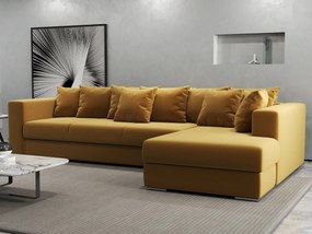 Colțar extensibil dumonde cu ladă de depozitare si sezut confortabil din spuma high-density, Gloria Royal Mustar II 320x183 cm