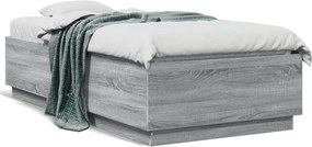 vidaXL Cadru de pat, gri sonoma, 75x190 cm, lemn prelucrat