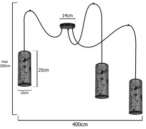 Lustră pe cablu AVALO 3xE27/60W/230V gri/negru