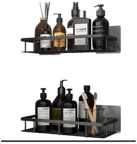 Set 2 etajere Livit kord, metal, negru, 30 × 13 × 4.5 cm