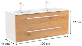 Dulap inferior Vario Clam 120 cu lavoar, stejar alb