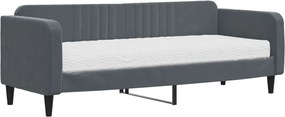 vidaXL Pat de zi cu saltea, gri închis, 80x200 cm, catifea