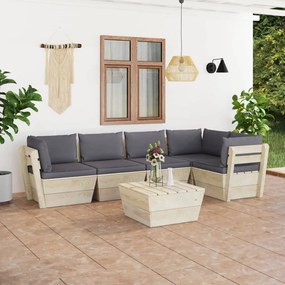3063564 vidaXL Set mobilier grădină din paleți cu perne, 6 piese, lemn molid