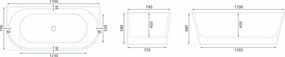 Cada din acril freestanding VENETA 170cm