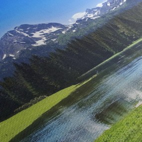 Tablou - vâfurile montane înzăpezite (cu ceas) (90x30 cm)