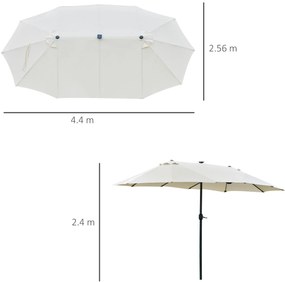Outsunny Umbrelă Ovală Crem 440 x 256 cm | Aosom Romania