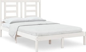 vidaXL Cadru de pat fără saltea, alb, 120x200 cm, lemn masiv pin