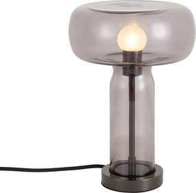 Amara Hotel Chic Table Lamp: Gunmetal & Smoke Glass Design