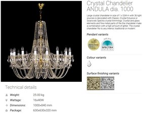 Candelabru Cristal Bohemia Exclusive 16 brate ANDULA dia 1000 CE