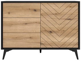 Comodă DIAMOND 77x104 cm negru/stejar evoke