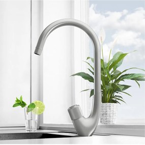 Baterie bucatarie monocomanda Rubineta Swan finisaj inox periat