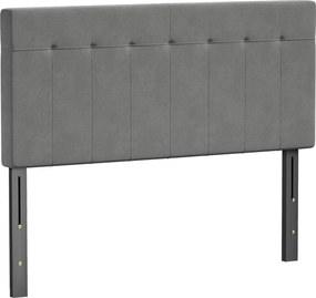 HOMCOM Tăblie reglabilă în 3 trepte tăblie de pat cu picioare din metal aspect catifelat pentru dormitor 140x10x106/116/126 cm Gri | Aosom Romania