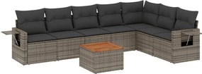 vidaXL Set canapele de grădină cu perne, 8 piese, gri, poliratan
