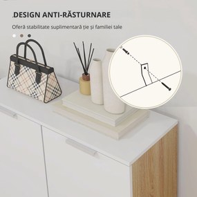 HOMCOM Dulap pentru Pantofi, Dulap pentru Pantofi cu Rafturi Reglabile și Închidere Moale, 76x33.5x95 cm, Alb Lucios | Aosom Romania