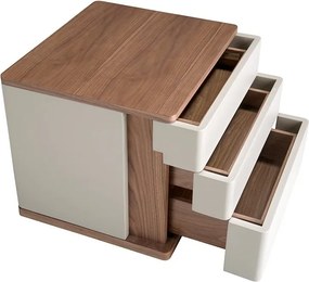 Noptiera cu 3 sertare furnir din lemn de nuc si MDF lacuit, Anna