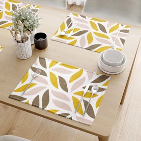 Goldea suporturi farfurii decorative loneta - frunze geometrice aurii și maro - 2 buc 30 x 40 cm