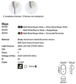 Aplica LED dimabila stil modern minimalist MAYA Black