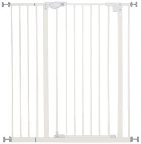 PawHut Poarta pentru Caini cu 4 Suruburi Reglabile si Banda Adeziva, Poarta de Siguranta din Metal si Plastic, 86x104.1 cm, Alb | Aosom Romania