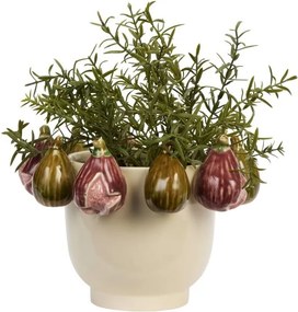 Ghiveci din ceramică stoneware cu smochine sculptate și glazură reactivă, D25×H17 cm, „Fig Pot"