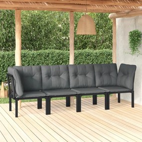 3187733 vidaXL Set mobilier de grădină, 4 piese, negru și gri, poliratan