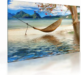 Tablou pe sticlă - Relax la plajă (70x50 cm)