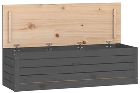 823626 vidaXL Cutie de depozitare, gri, 109x36,5x33 cm, lemn masiv de pin