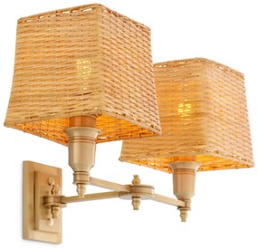 Aplica de perete LUX cu abajur din ratan Lexington alama antic