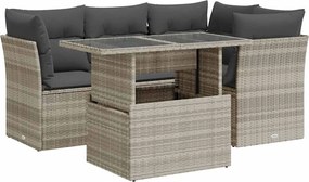 vidaXL Set canapele de grădină cu perne, 5 piese gri deschis poliratan