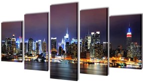 Set de tablouri panza, colorat, imprimeu New York Skyline, 100x50 cm 100 x 50 cm, New York colorat