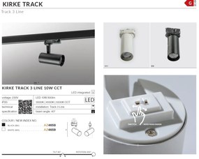 Spot LED directionabil pe sina KIRKE TRACK 3Line CCT 10W alb