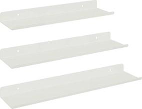 vidaXL Raft suspendat Pe perete 3 pcs Alb 40 x 9 x 2,5 cm Oțel