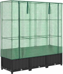 vidaXL Strat înălțat cu husă de seră, aspect ratan, 120x40x138 cm