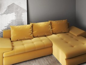 Colțar extensibil dumonde cu ladă de depozitare si sezut confortabil din spuma high-density, Leonardo Royal Mustar 260x185 cm II